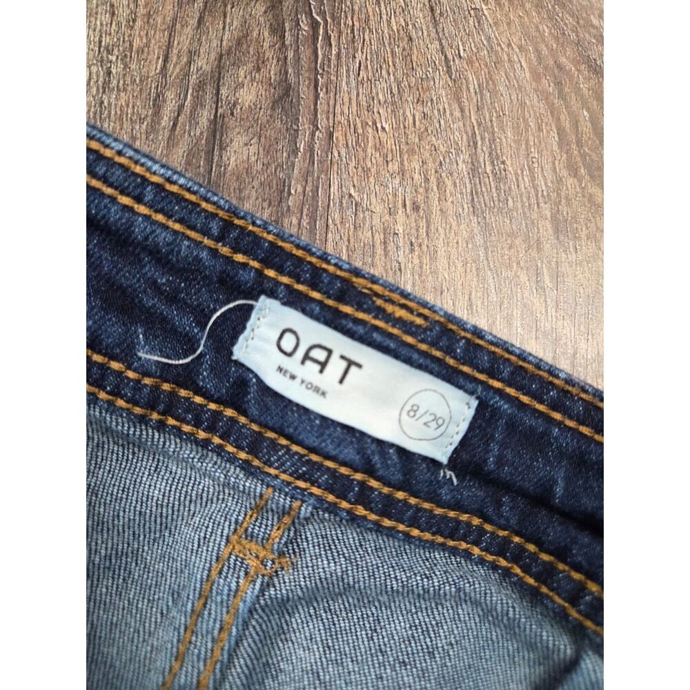 OAT New York High Rise Wide Leg Patch Pocket Dark Wash Jeans Size 8/29 - Picture 3 of 5